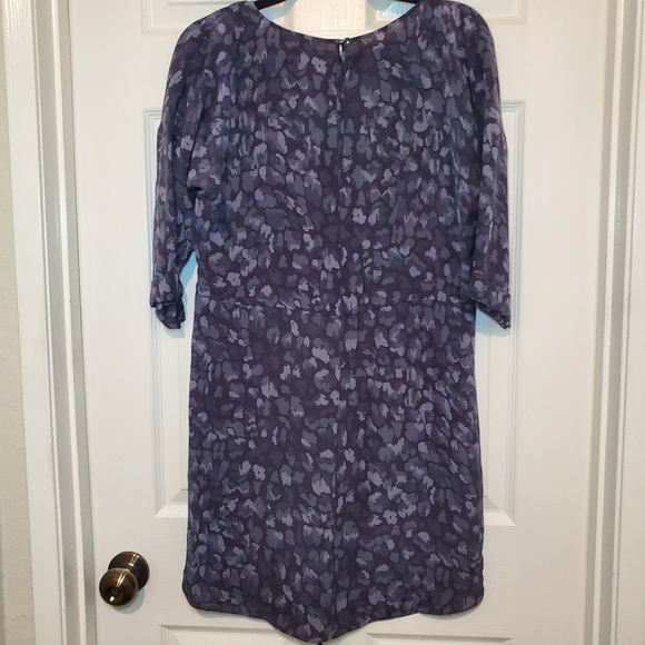 Rebecca Taylor Gray Print Silk Drawstring Shirtdress Cuffed Sleeves 2 - Picture 6 of 12